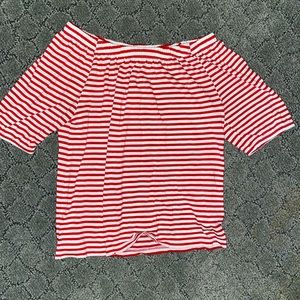 striped off the shoulder top